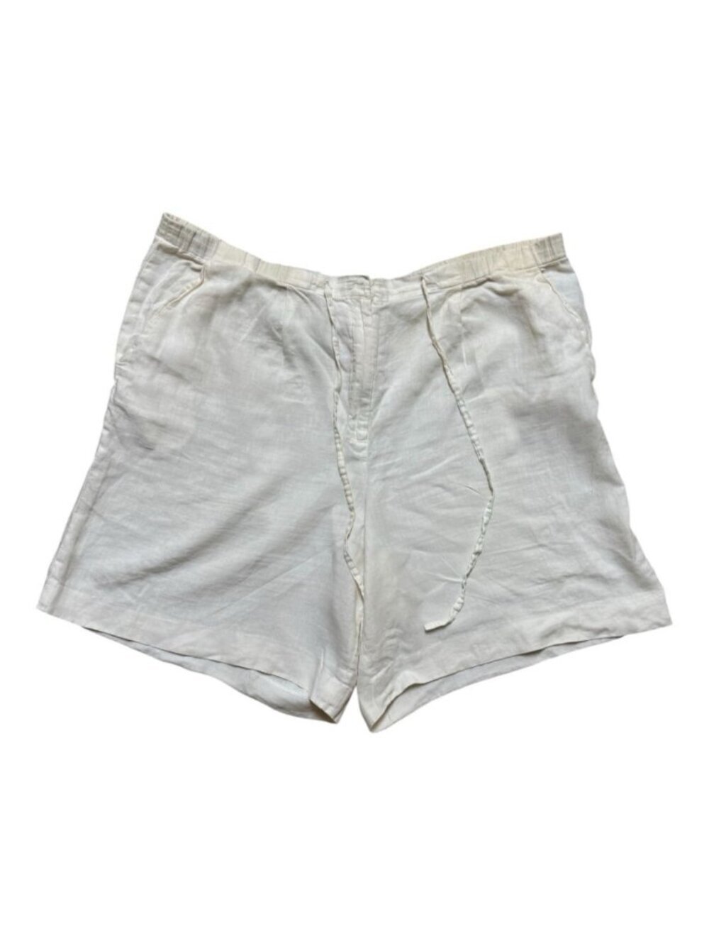 Talbots Irish Linen Shorts Women’s Large Ivory Drawstring Pull On Summer Beach